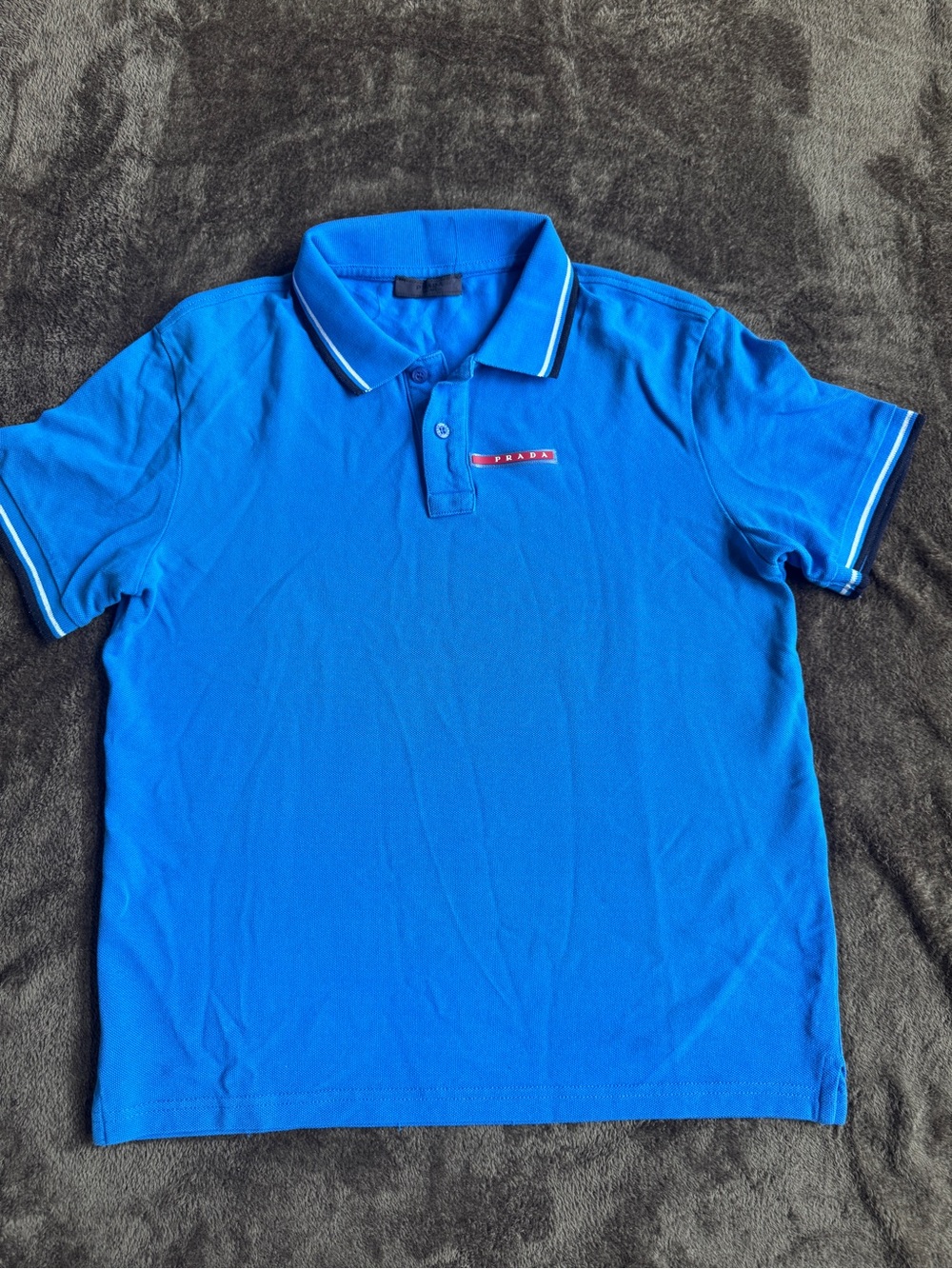 Prada Bright Blue Polo with Contrast Tipping
